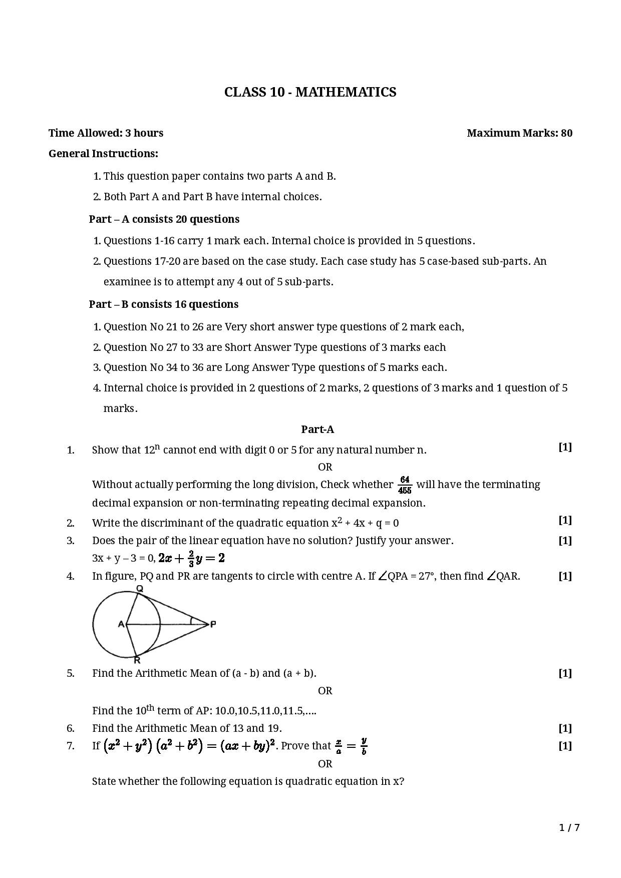 case study sample in mathematics pdf class 10
