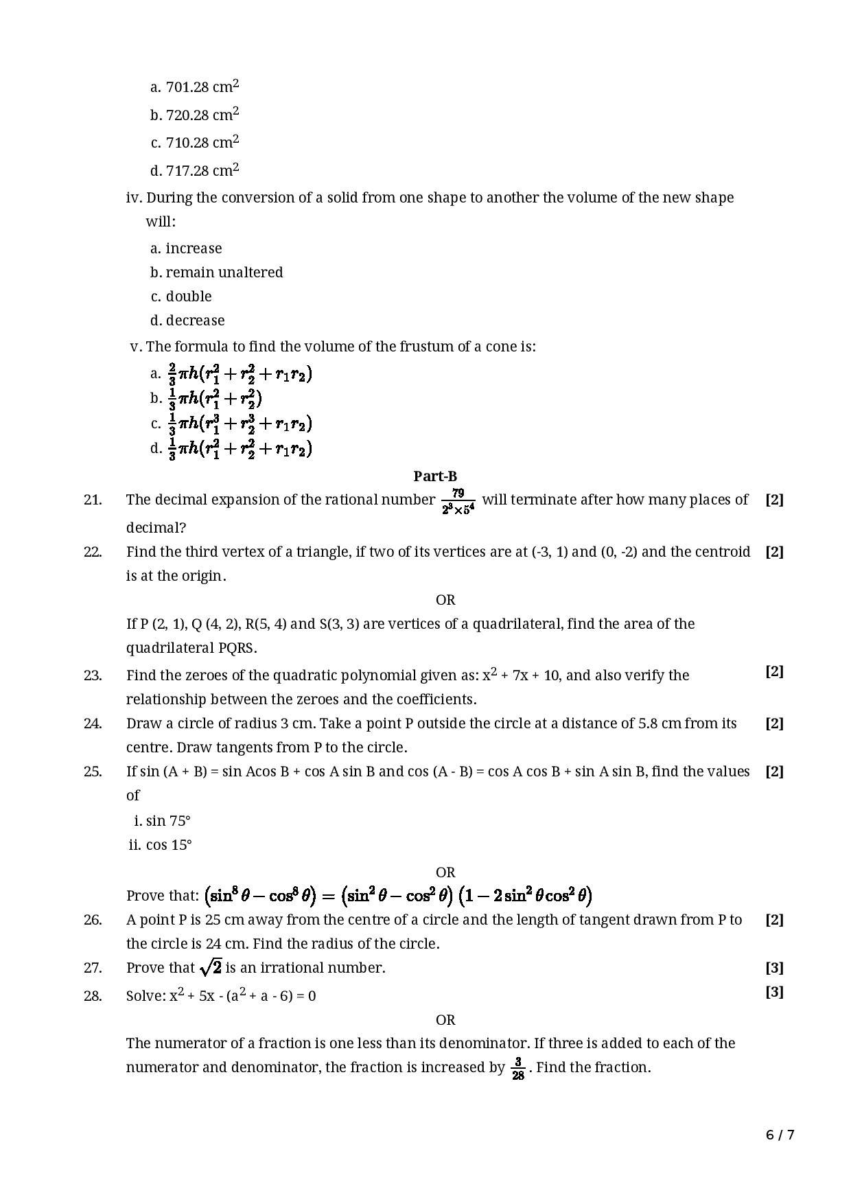 case study class 10 maths sample paper