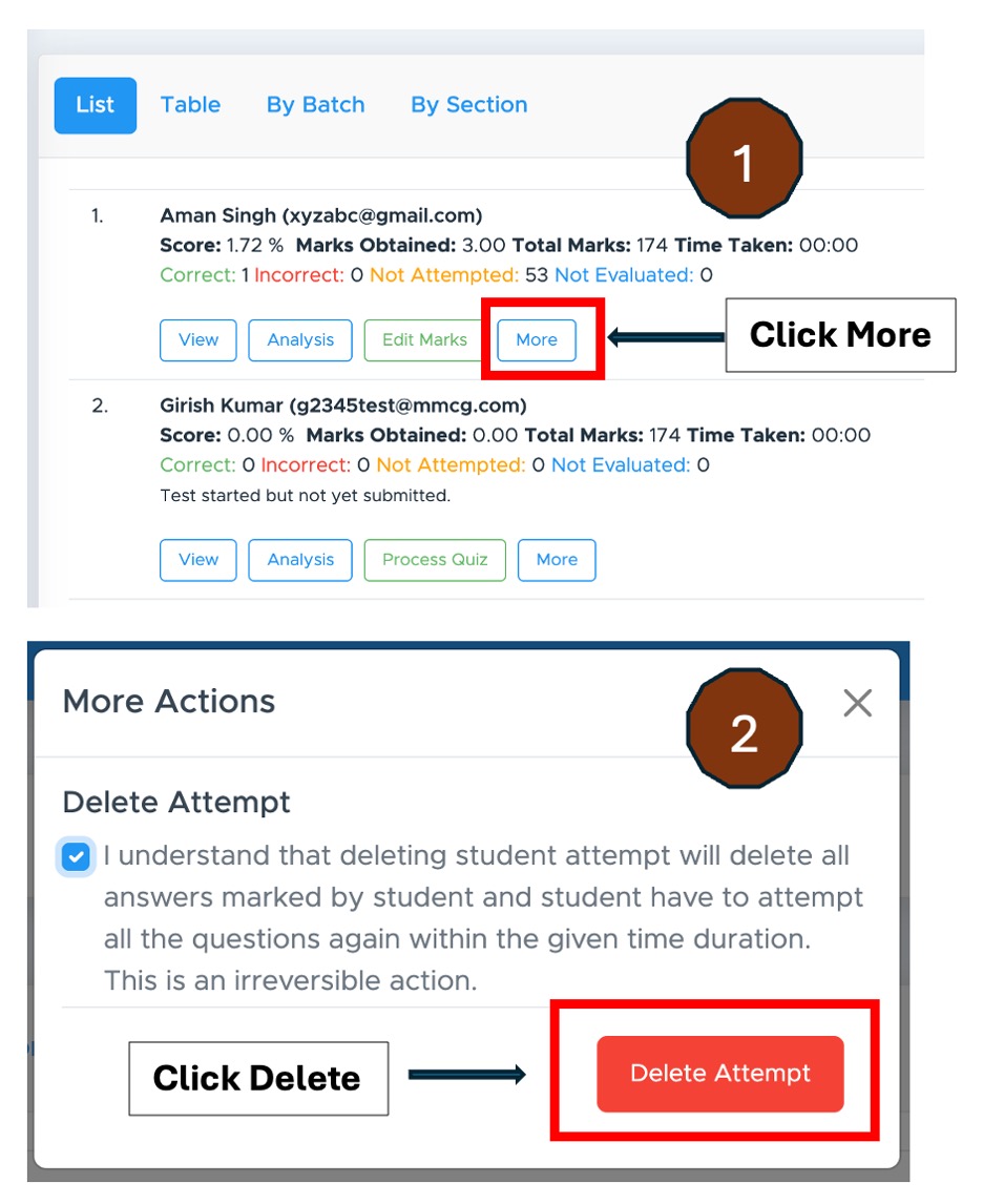 Delete Attempt on Test Generator