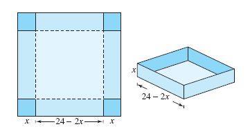 An open box is to be made from a square piece of material, 24 cm on a side, by cutting equal squares - Brainly.in