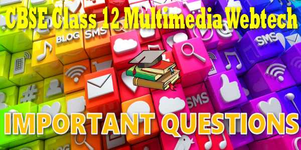 Important Questions class 12 Multimedia And Web Technology